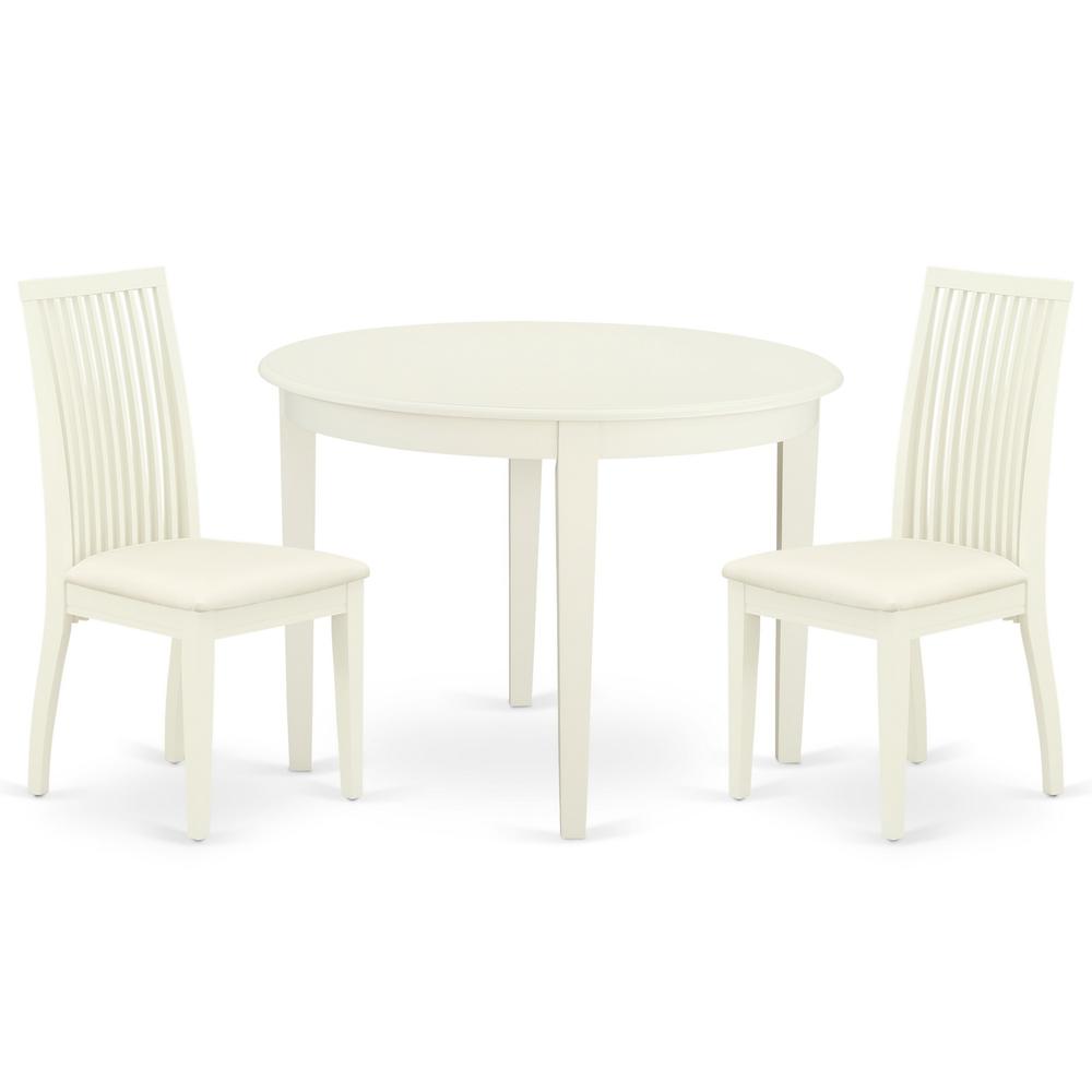 Back. East West Furniture - Dining Room Set Linen White - Brown.