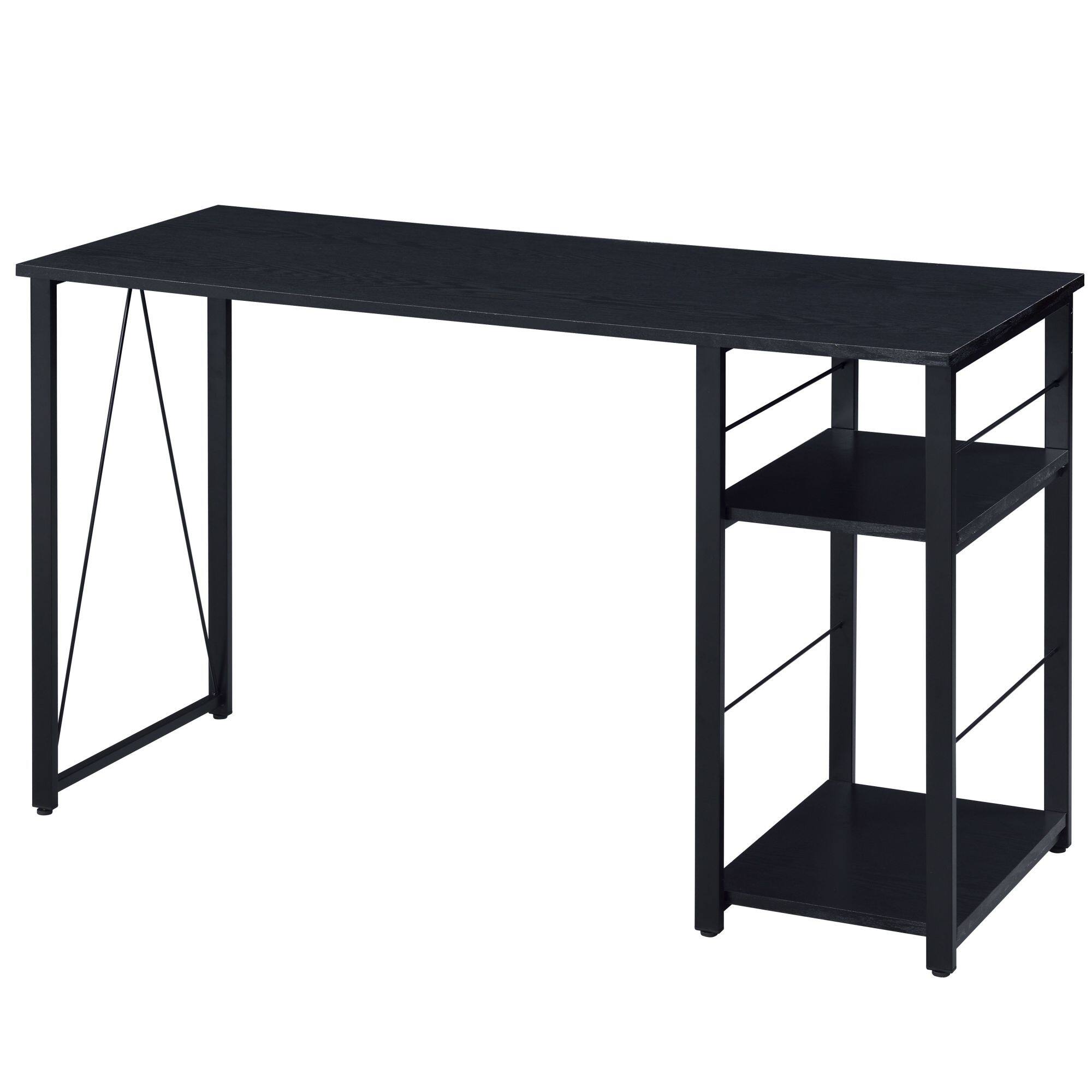 GOODSILO - Two-Tier Writing Desk with Metal Open Base Design - Black
