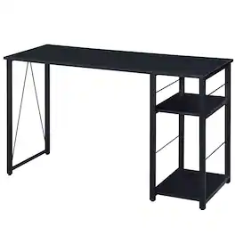 GOODSILO - Two-Tier Writing Desk with Metal Open Base Design - Black