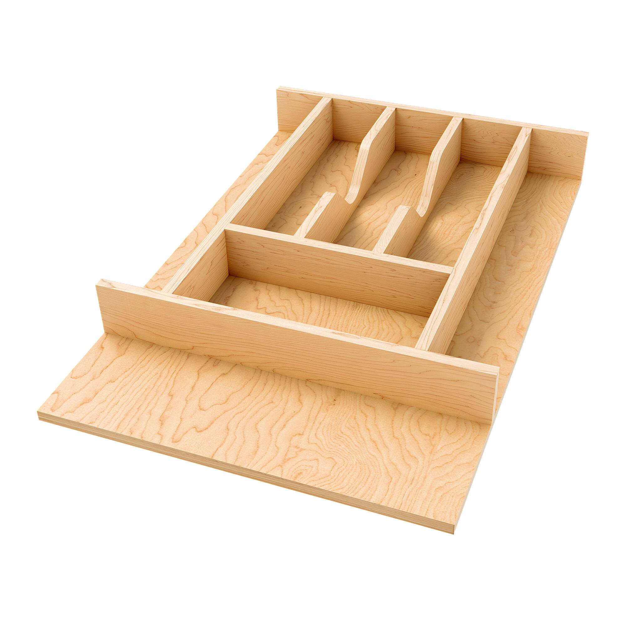 Front. Rev-A-Shelf - Rev-A-Shelf Natural Maple Right Size Utensil Drawer Insert, 13-1/4" x 19-1/2" - Light Brown.