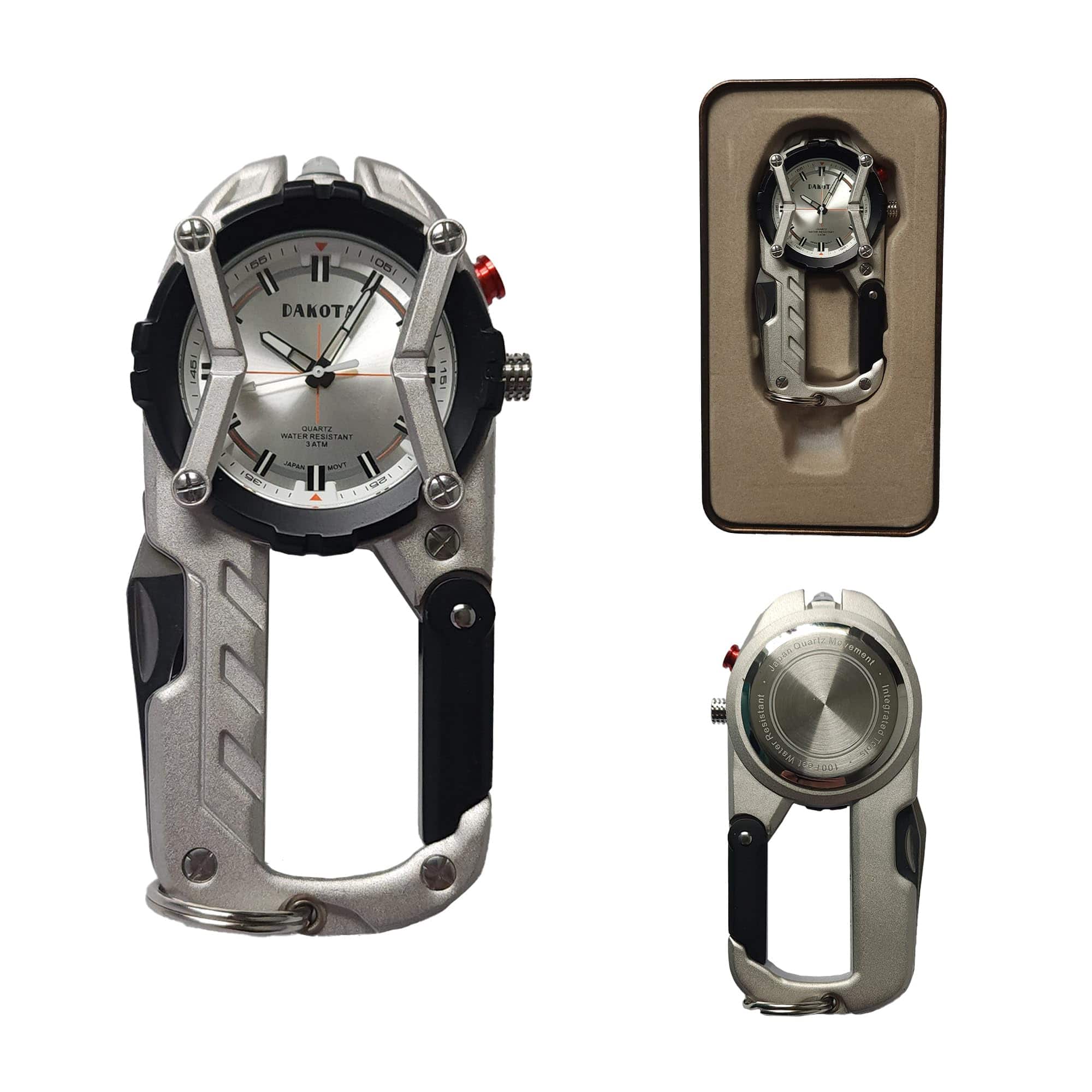 Dakota Multitool Clip Watch for Men–|100ft Water Resistant Clip On