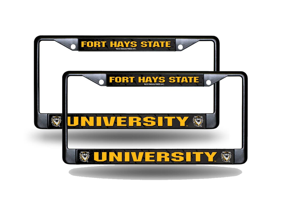 Fort Hays State Tigers Black Metal License Plate Frame - Set of 2 Frames
