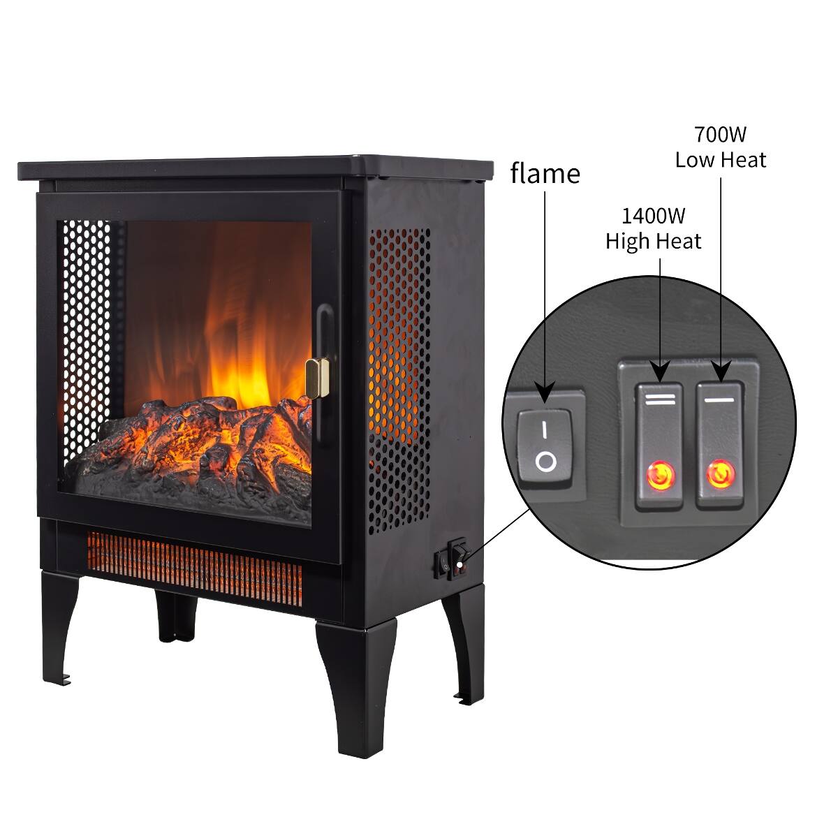 flame  
700W Low Heat  
1400W High Heat