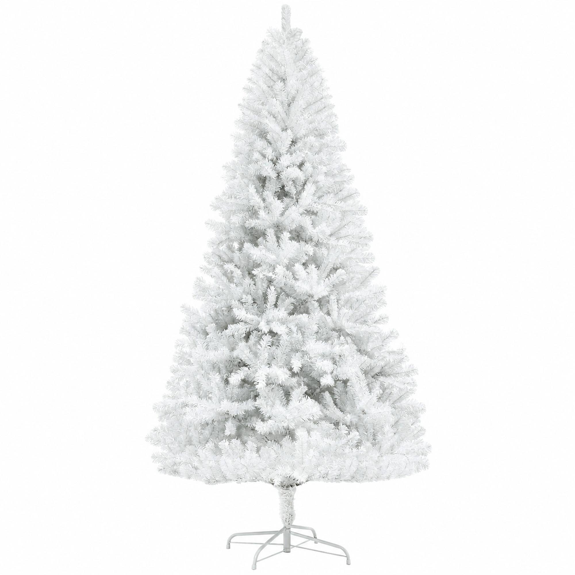 Front. RYHNUYNE - 6 Ft Unlit White Artificial Christmas Tree With 1000 Branch Tips, Auto Open Steel Base Hinged Holiday Decor - White.