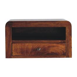 Artisan Furniture - Solid Wood Chunky 1 Drawer, 1 Open-slot, Wall Mounted Nightstand, Dark Brown - Chestnut