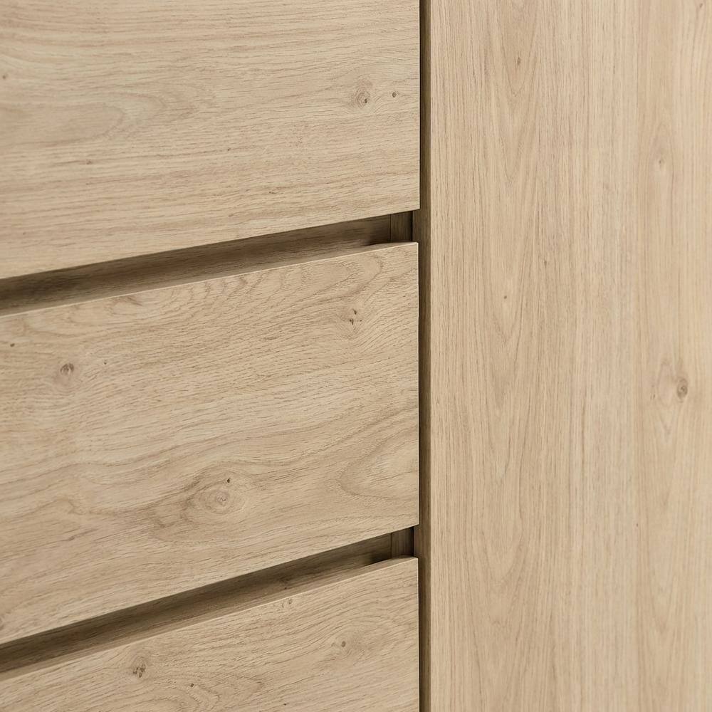 Alt View 1. FurniFact - Rustic Rounded Sideboard Storage Cabinet With Spacious Interior, Durable Design - Brown.