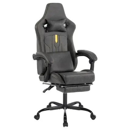Front. GTPlayer - Gaming Chair with Lumbar Support - Gray.