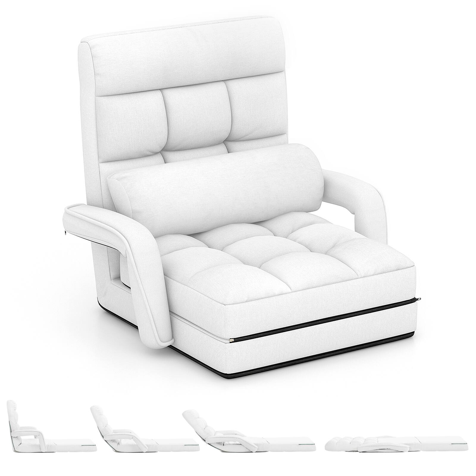 Gymax - Folding Floor Chair Indoor Lazy Sofa Armchair w/ 6-Position Adjustable Backrest - White price history on PriceWatchPro