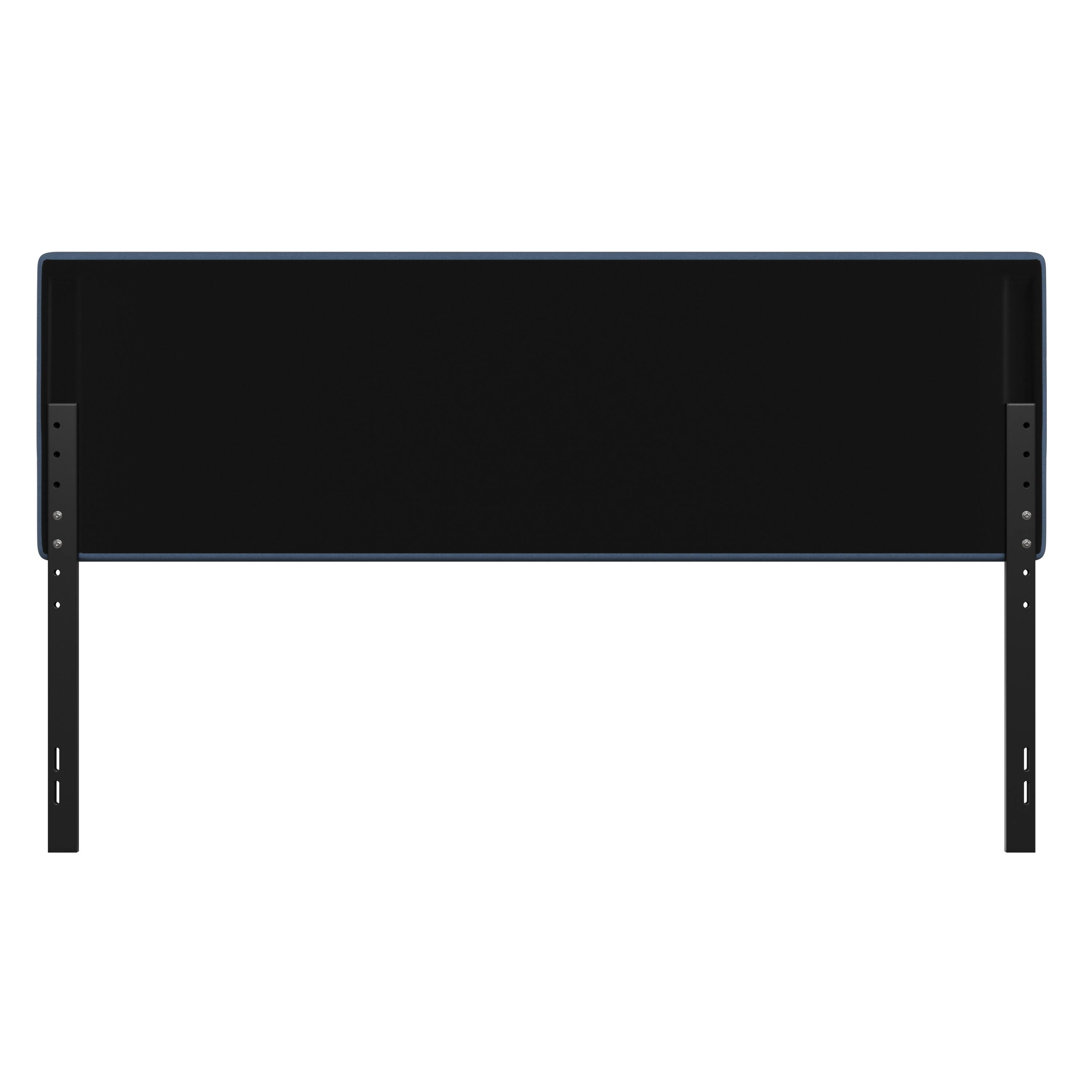 Alt View 7. Emma + Oliver - Gannon Modern Upholstered Headboard with Horizontal Line Stitching and Adjustable Height Rails - Blue.