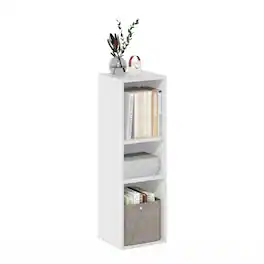 Furinno - FULDA Book Shelf, 3-Tier Narrow Storage Cabinet, Bookcase with 10-In Width Storage Shelf, 9.3 x 9.8 x 31.5 - White