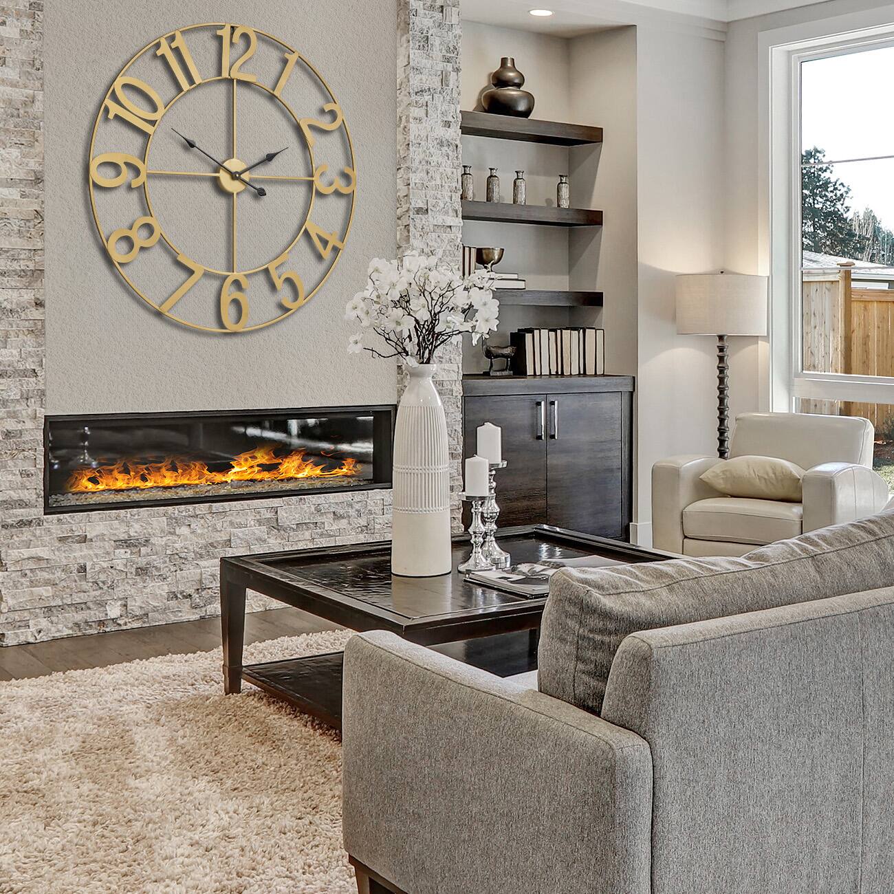 Alt View 1. Sorbus - Sorbus Large Wall Clock for Living Room Decor - Wall Clock for Kitchen - 32 inch (81 CM)-Battery Operated Analog Clock - Gold.