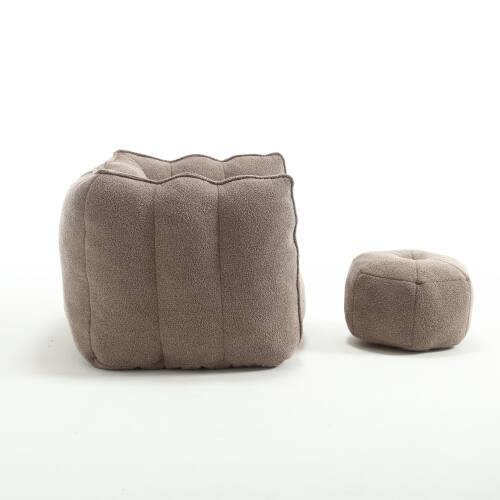 Alt View 5. GOODSILO - Premium Square Bean Bag Sofa with Footstool for Ultimate Relaxation in Living Room and Bedroom - Coffee.