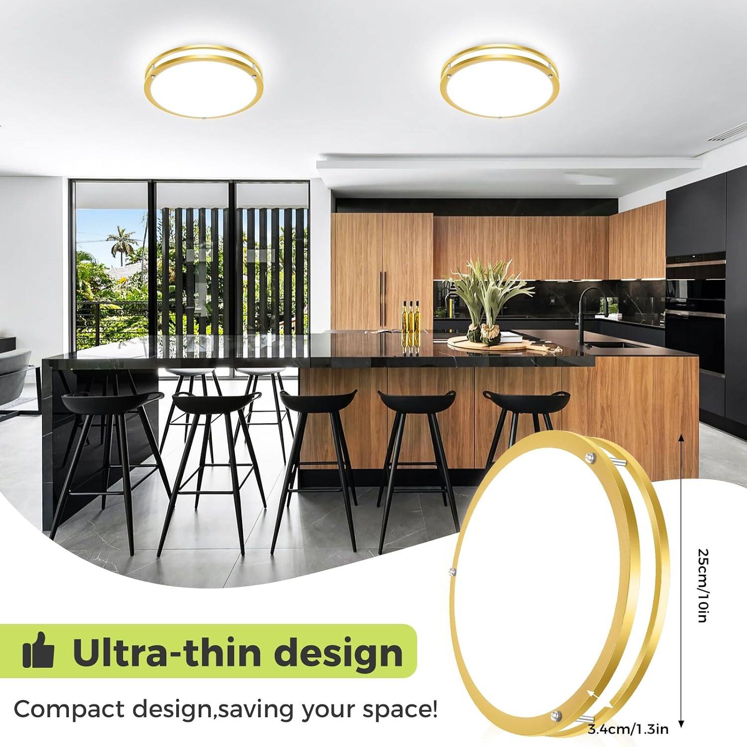 Ultra-thin design  
Compact design, saving your space!  
3.4cm/1.3in  
25cm/10in