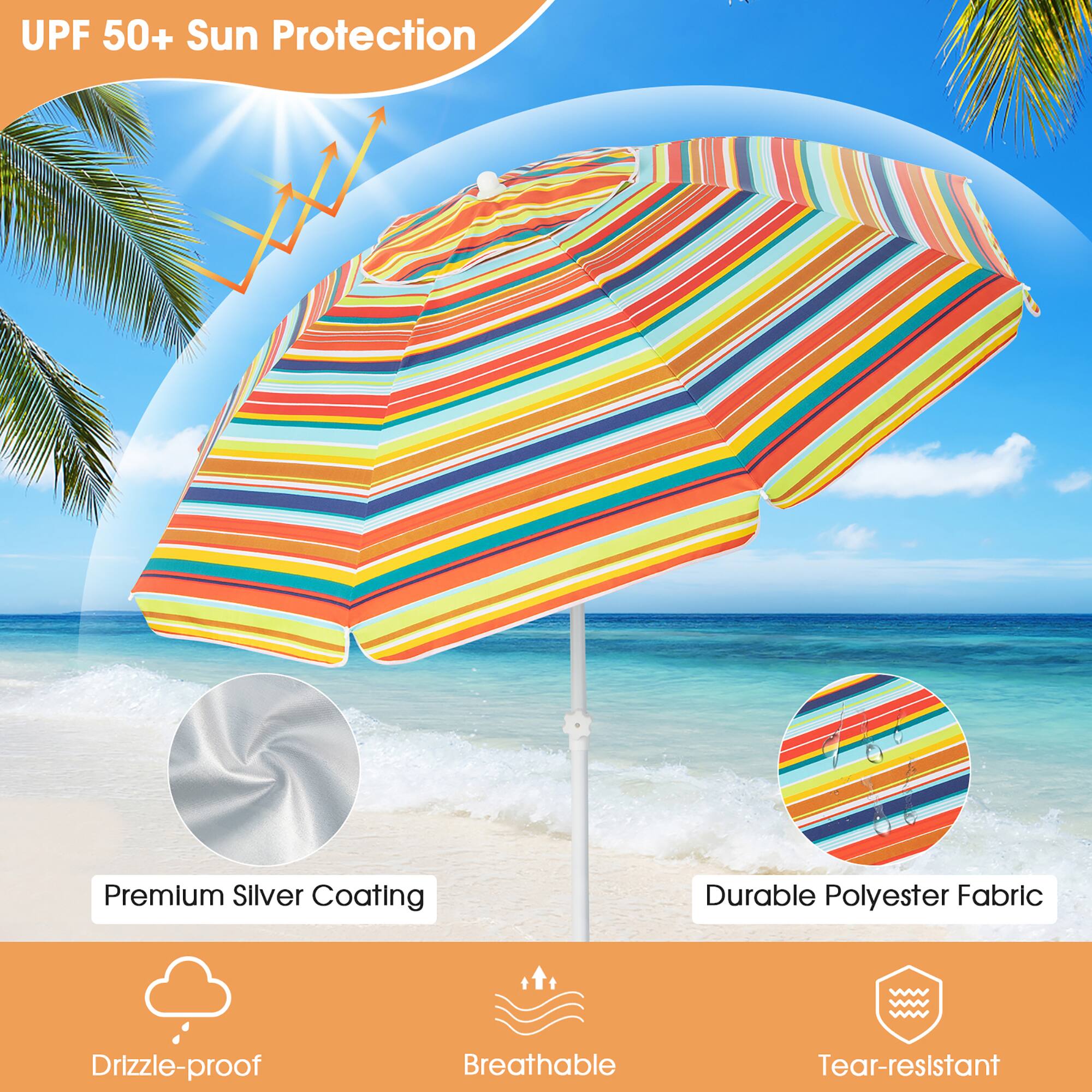 UPF 50+ Sun Protection

Premium Silver Coating

Durable Polyester Fabric

Drizzle-proof

Breathable

Tear-resistant