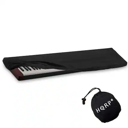 Front. HQRP - Elastic Keyboard Dust Cover 76-88 Key Spandex with Storage Bag for Casio CDP-130 PX-160 PX-350 - Black.