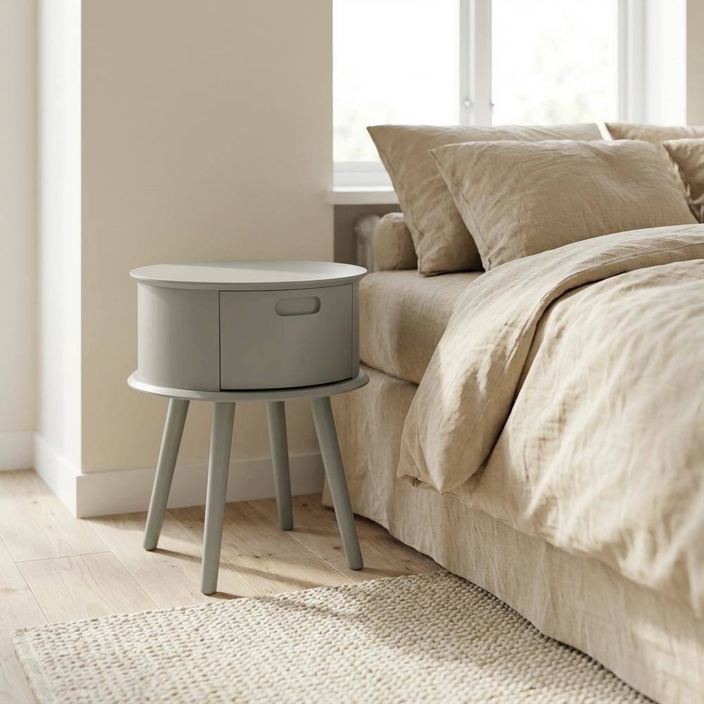 Alt View 1. FurniFact - Urban Gray Nightstand with Modern Design and Simple Storage - Brown.