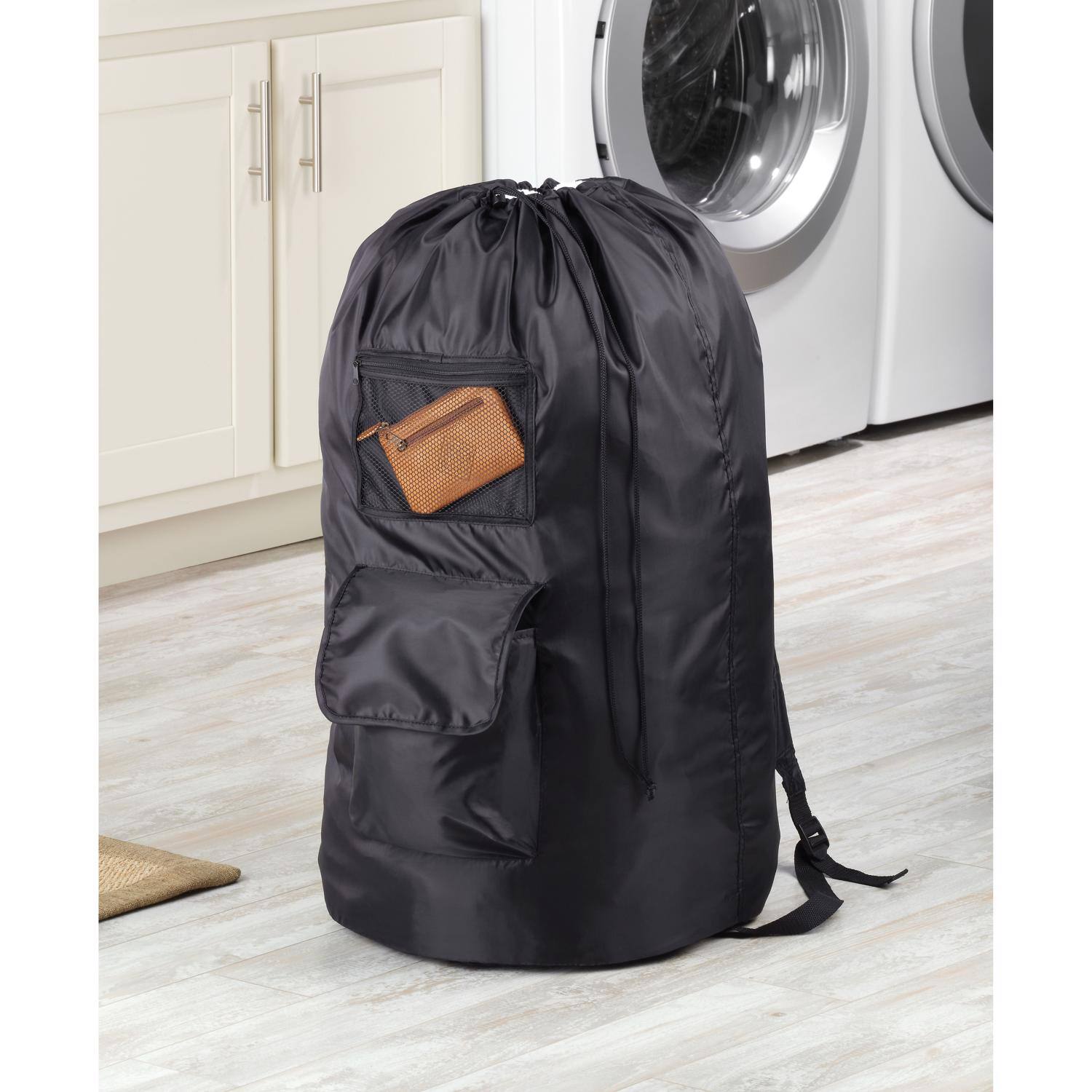 Left. Whitmor - Whitmor Duraclean Black Polyester Collapsible Laundry Bag - Black.