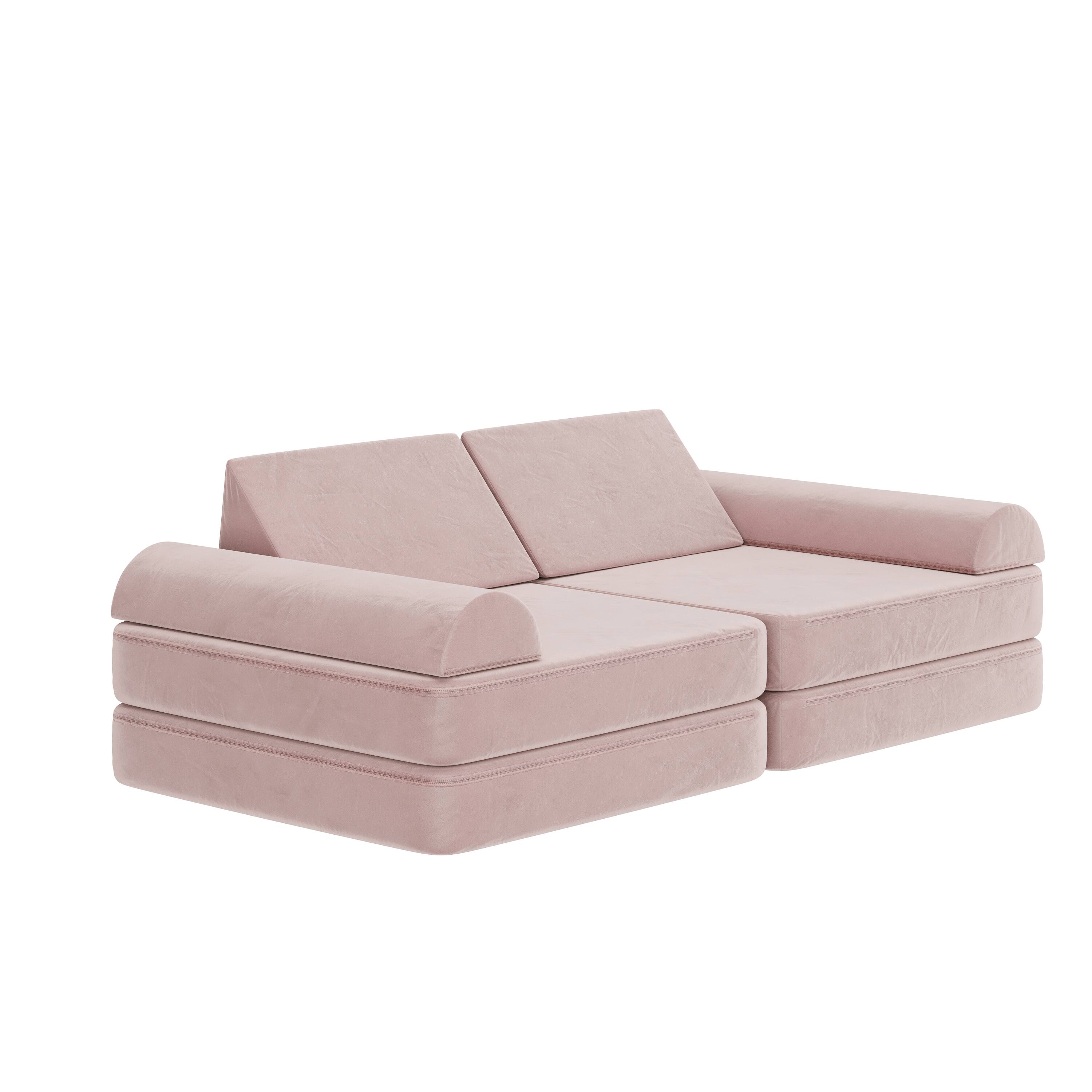 Front. Flash Furniture - Marlowe 56" Modular Kids Play Couch with 6 Soft Foam Sectional Sofa Pieces in Blush - Pink.