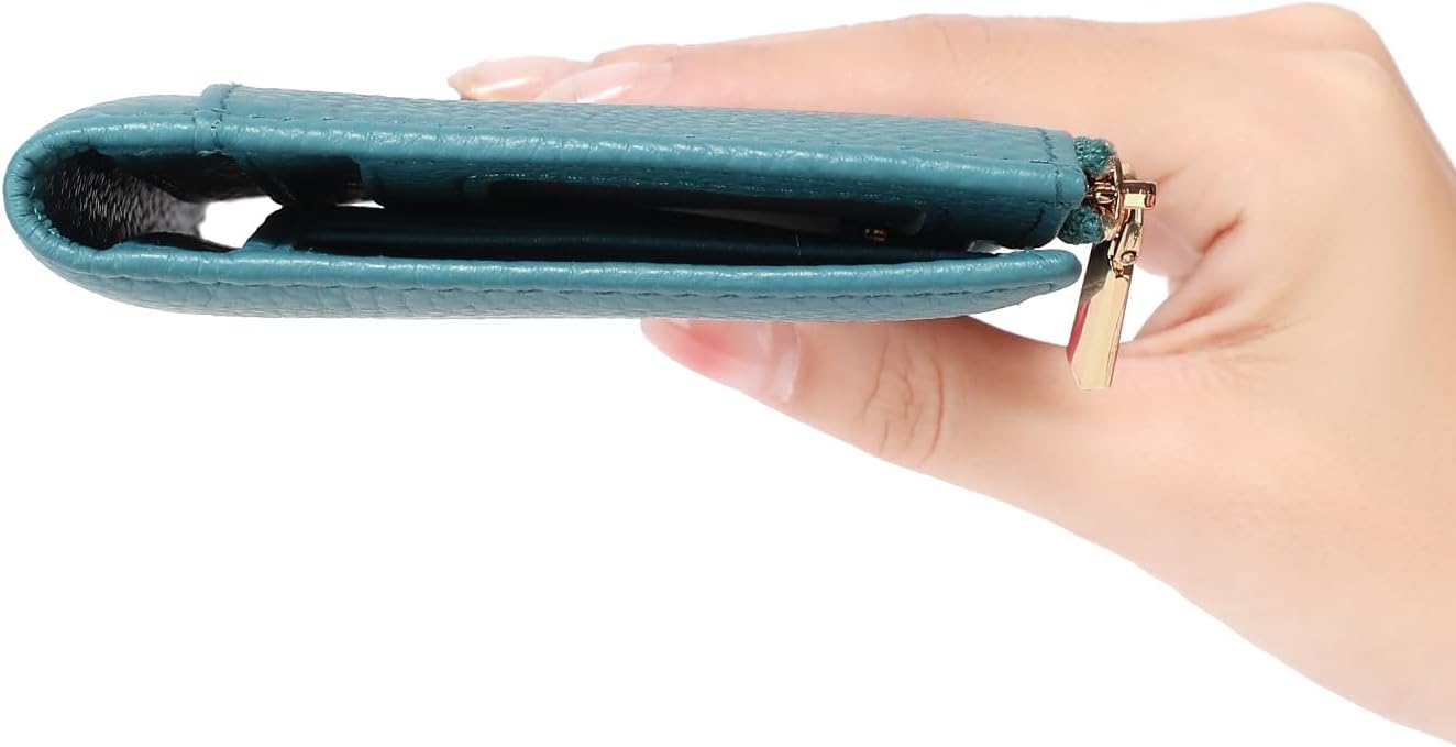Alt View 5. Wikistore - WIKISTORE Slim Wallet for Women RFID Blocking Credit Card Holder Vegan Pebble Leather Blue - Blue.
