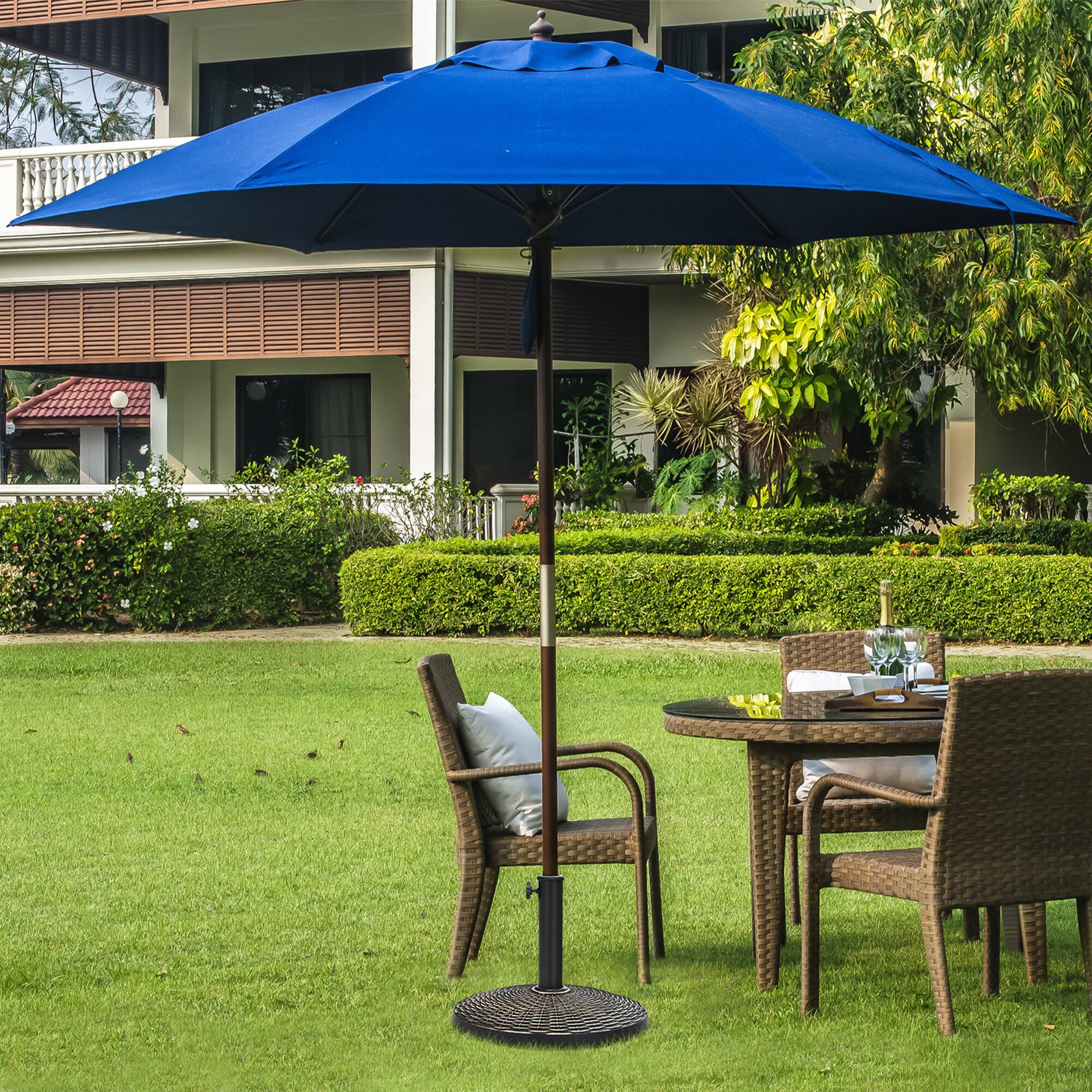 Alt View 3. Gymax - Gymax 22 lbs Round Resin Patio Umbrella Base Stand Holder w/ Adjustable Knob - Bronze.