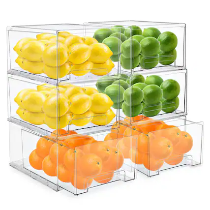 Front. Sorbus - Sorbus 6 Pack Large Plastic Storage Bins Stackable Clear Pantry Organizer Box for Organizing Fridge - Clear.