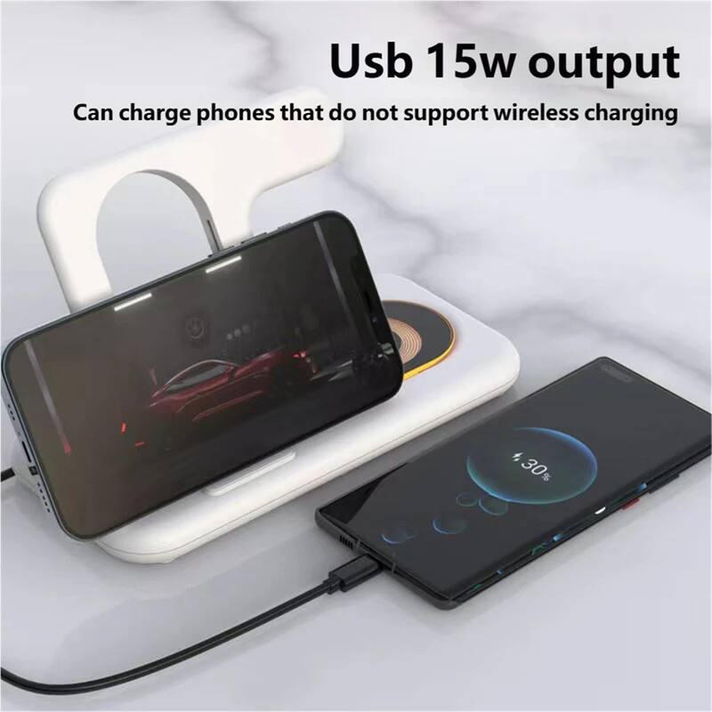 USB 15W output  
Can charge phones that do not support wireless charging