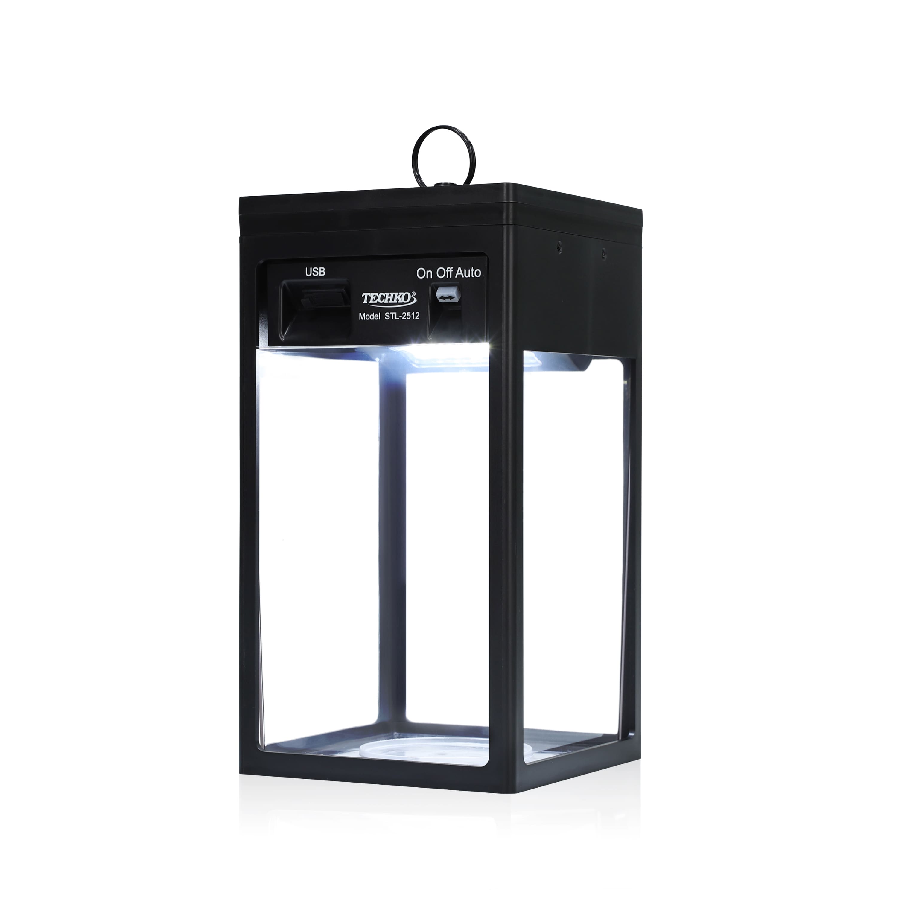 Techko Maid Solar Portable Lantern with Edison Bulb Black