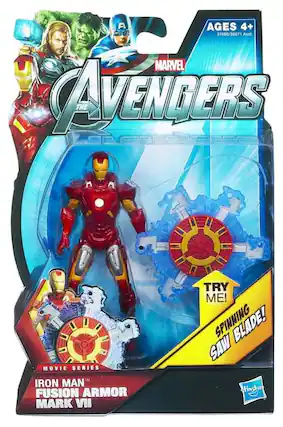 Ages 4+
37480/36671 Asst.
Marvel Avengers The Movie Series
Iron Man Fusion Armor Mark VII
Try Me! Spinning Saw Blade!
Hasbro