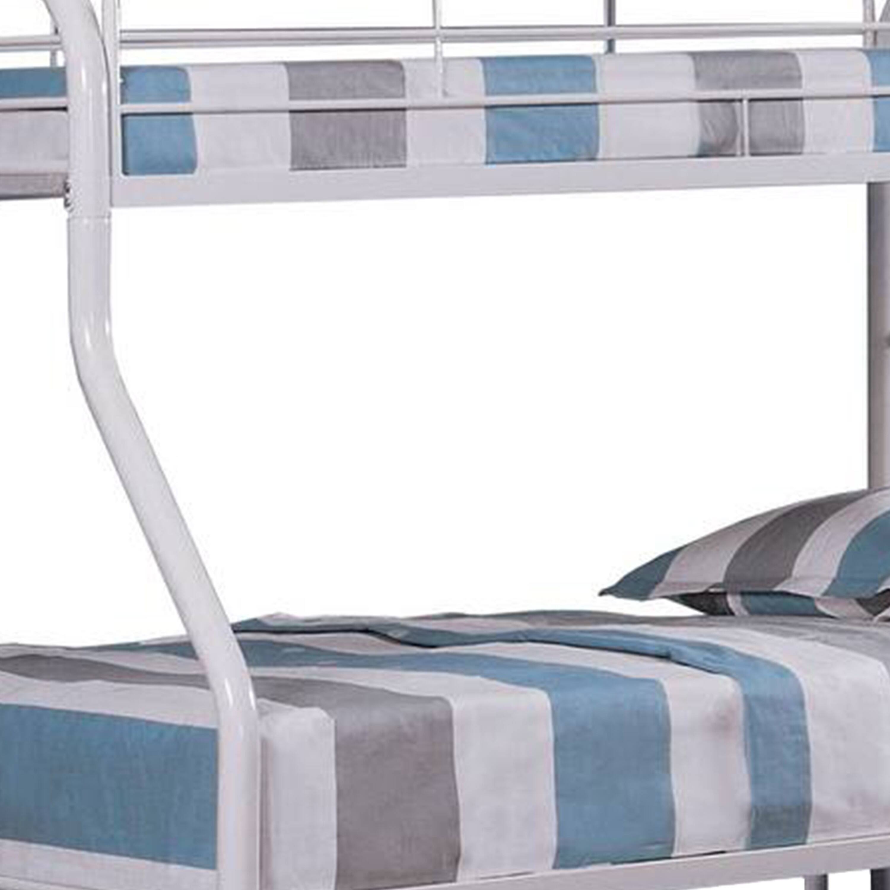 Alt View 1. Manhattan Lane - Fegy Twin over Full Bunk Bed with Ladder and Rails, Silver Metal Frame - Silver.