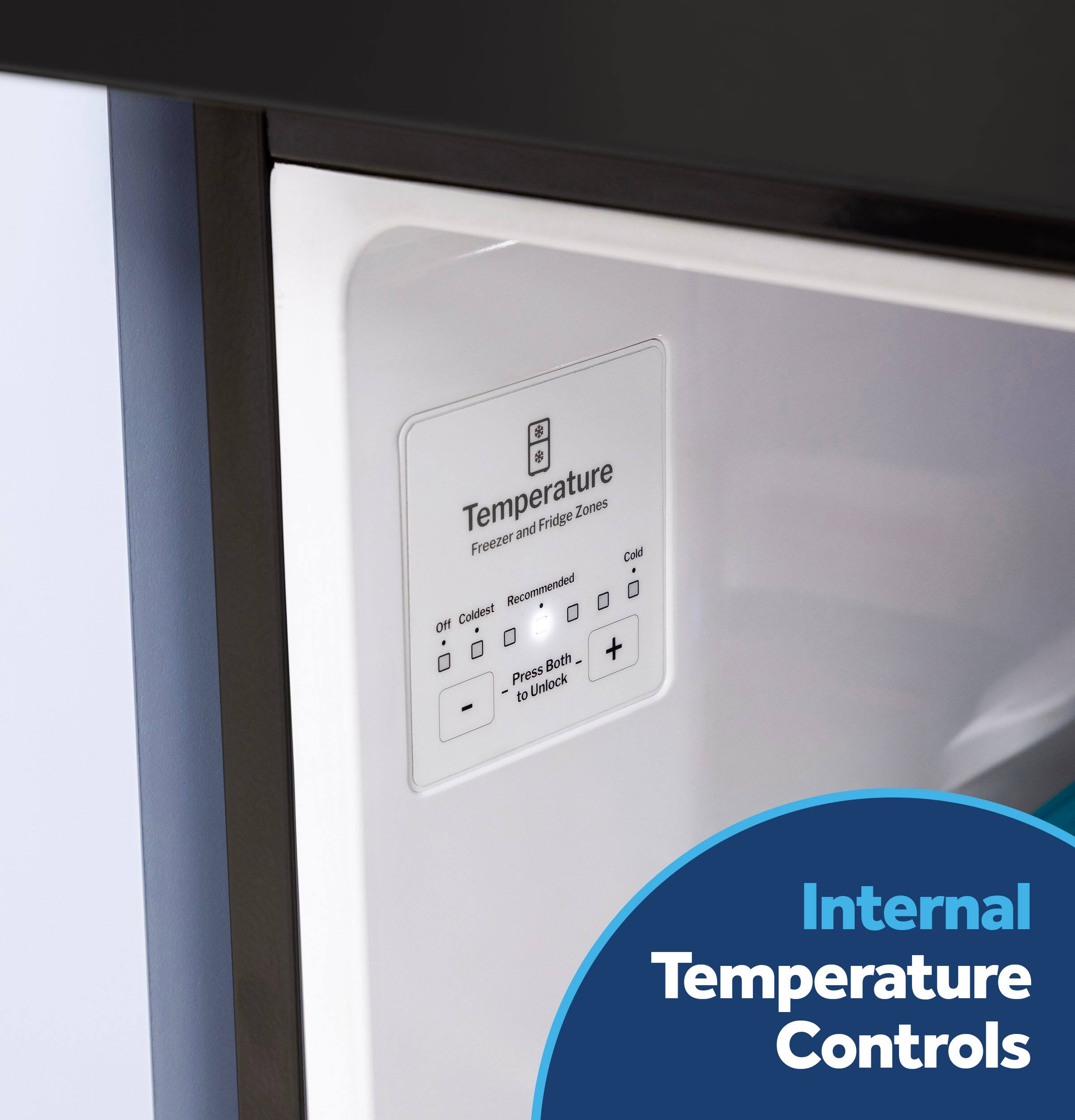 Temperature and Fridge Zones  
Freezer Cold Recommended  
Both +  
Press Unlock 1 to  
Internal Temperature Controls