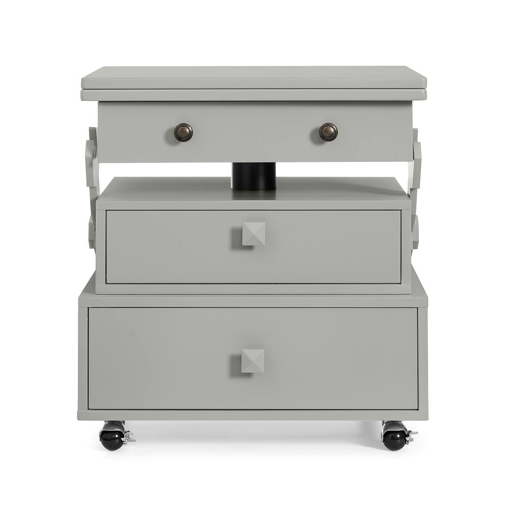 Alt View 10. Loheer - Loheer Adjustable Height Rolling End Table with Charging Station - Gray.