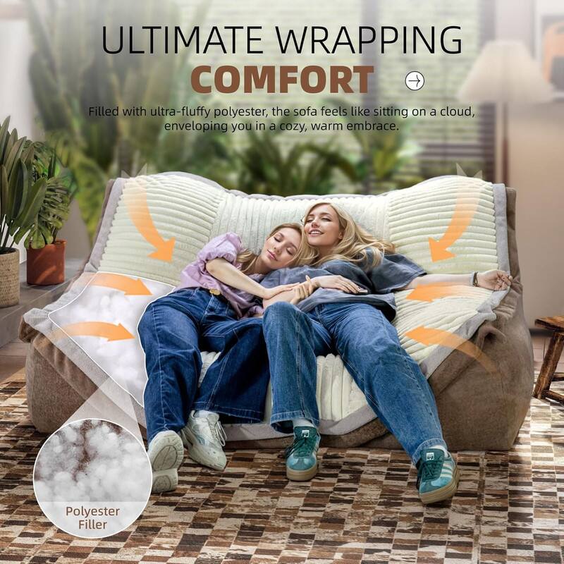 ULTIMATE WRAPPING COMFORT

Filled with ultra-fluffy polyester, the sofa feels like sitting on a cloud, enveloping you in a cozy, warm embrace.

Polyester Filler