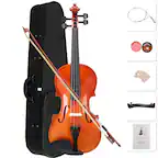 Front. Winado - 4/4 Natural Maple Wood Acoustic Violin Fiddle Set Row Rosin,Extra Set Violin String,Shoulder Rest,Bowl,Portable Case - Natural Wood.