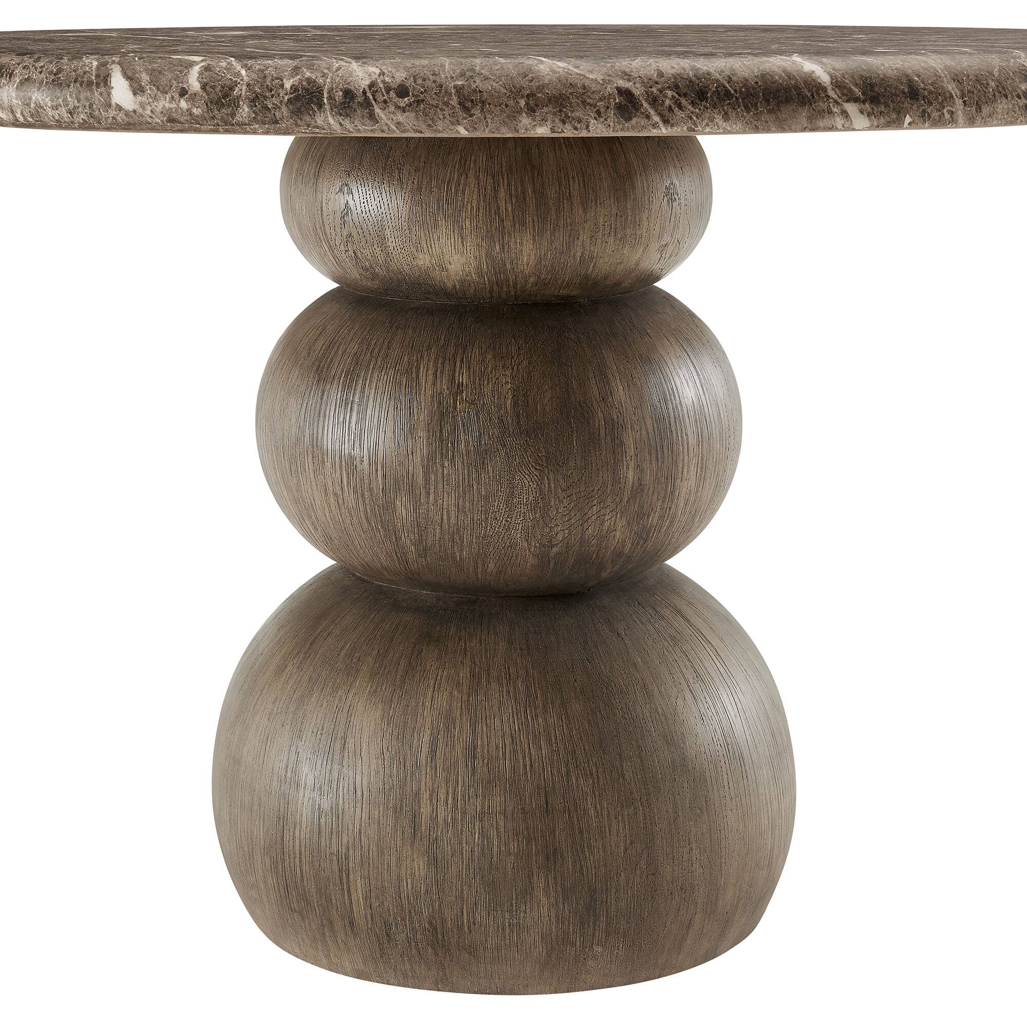 Alt View 2. Modway - Pietra Indoor Outdoor Patio Round Dining Table by Modway - Dark Emperador Marble.