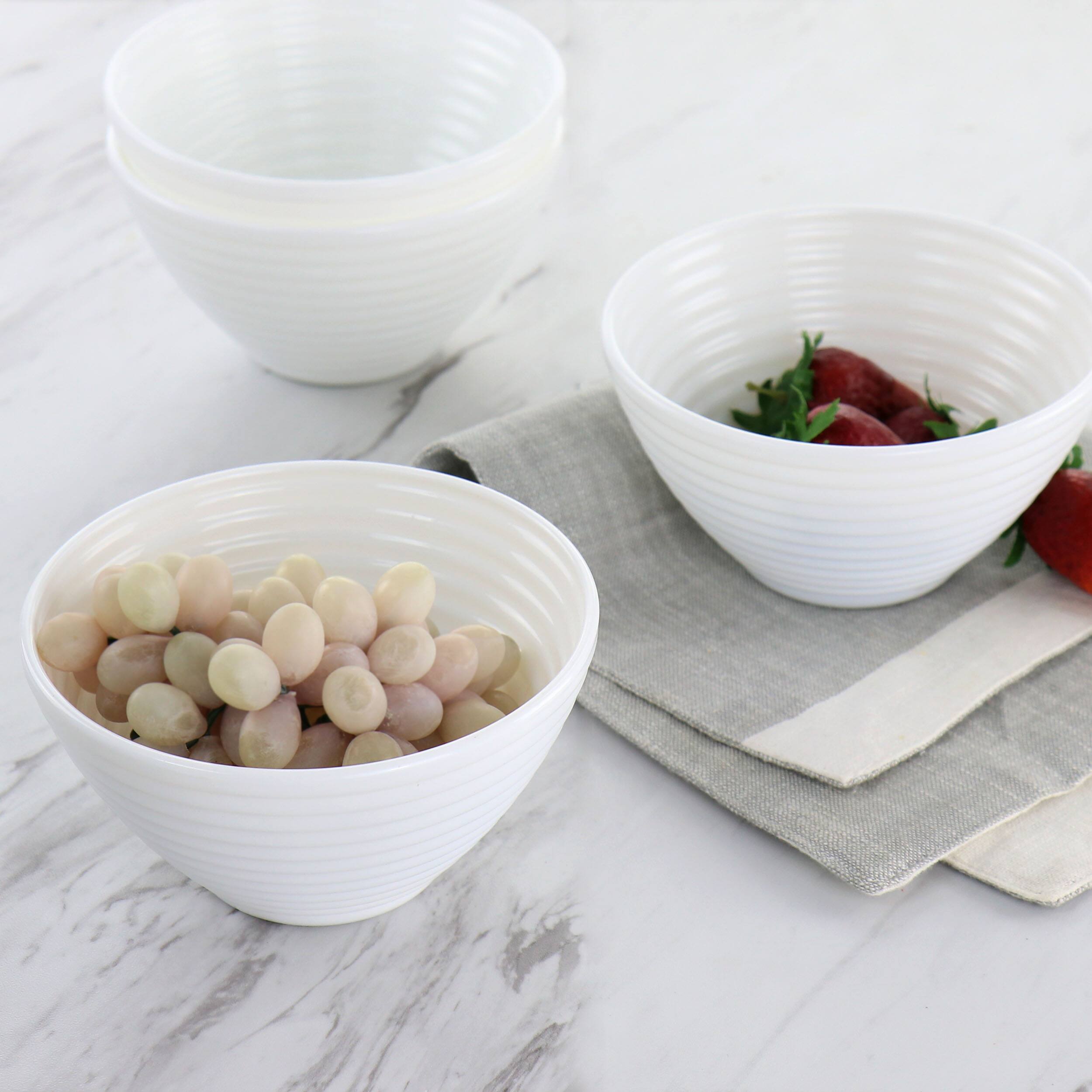 Alt View 5. Gibson - Gibson Ultra Patio 4 Piece Tempered Opal Glass Dessert Bowl Set in White - White.