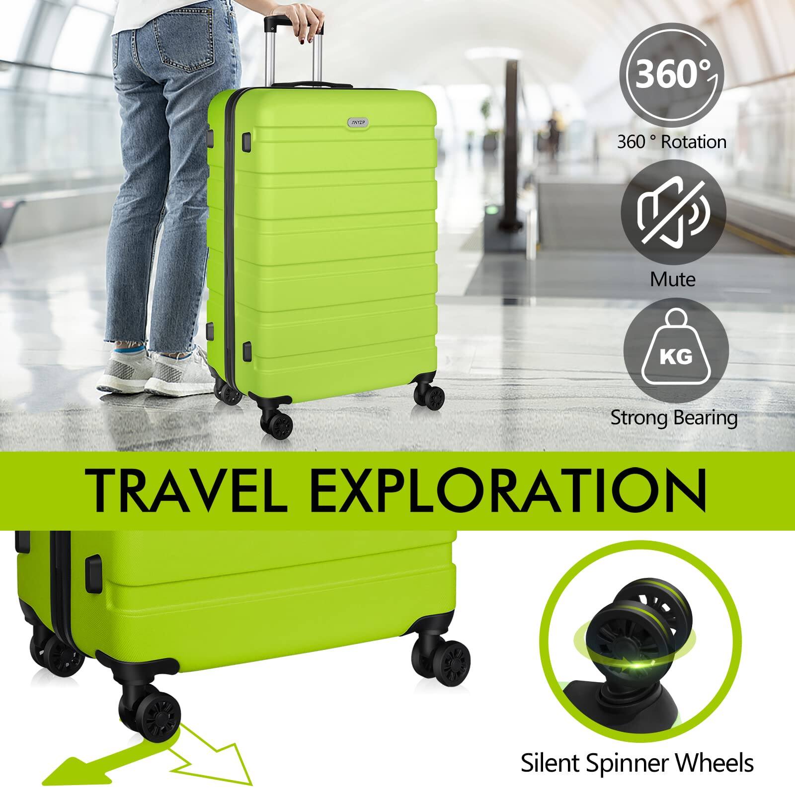 360° Rotation  
Mute  
Strong Bearing  
TRAVEL EXPLORATION  
Silent Spinner Wheels