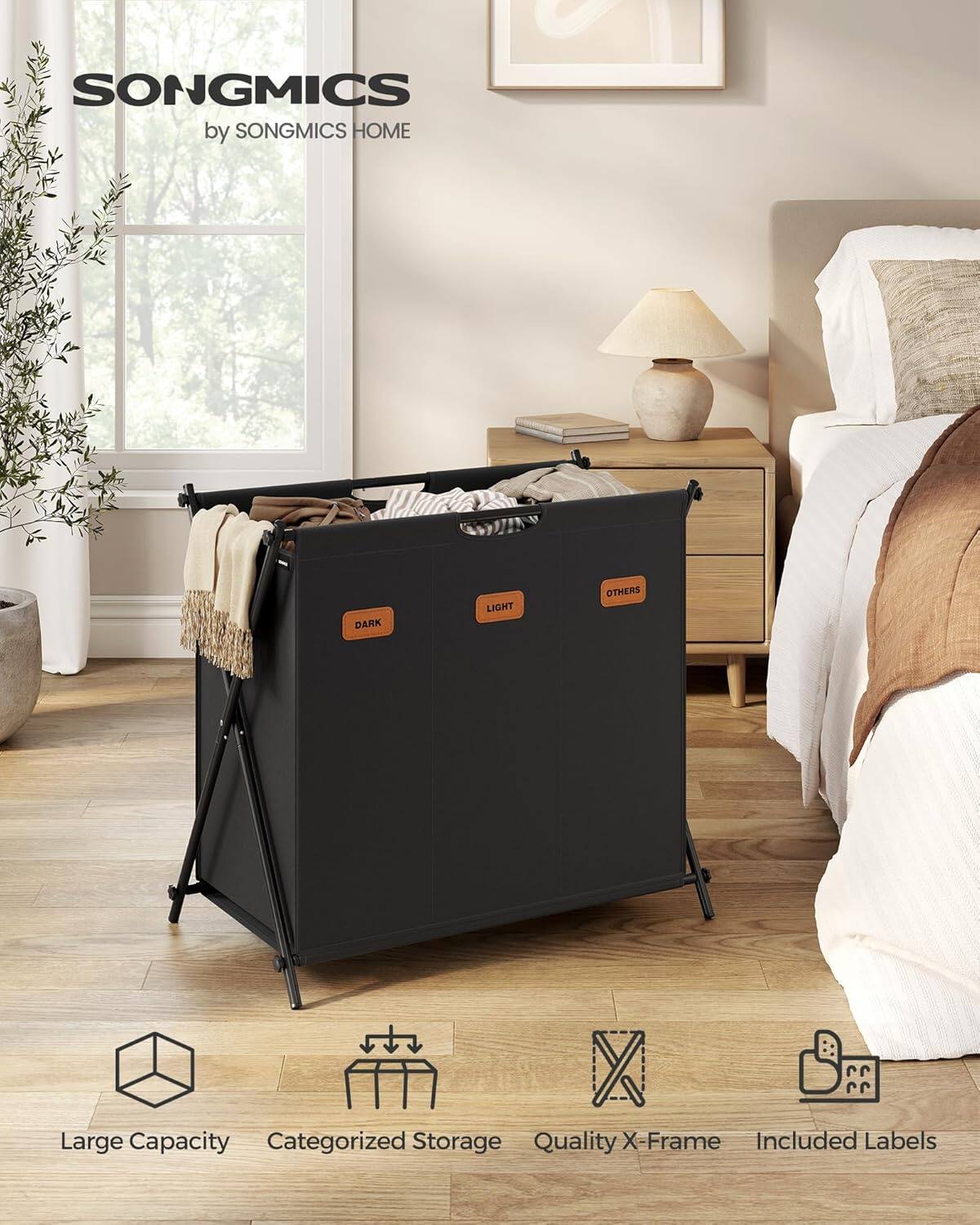 SONGMICS by SONGMICS HOME DARK LIGHT OTHERS Large Capacity Categorized Storage Quality X Frame Included Labels