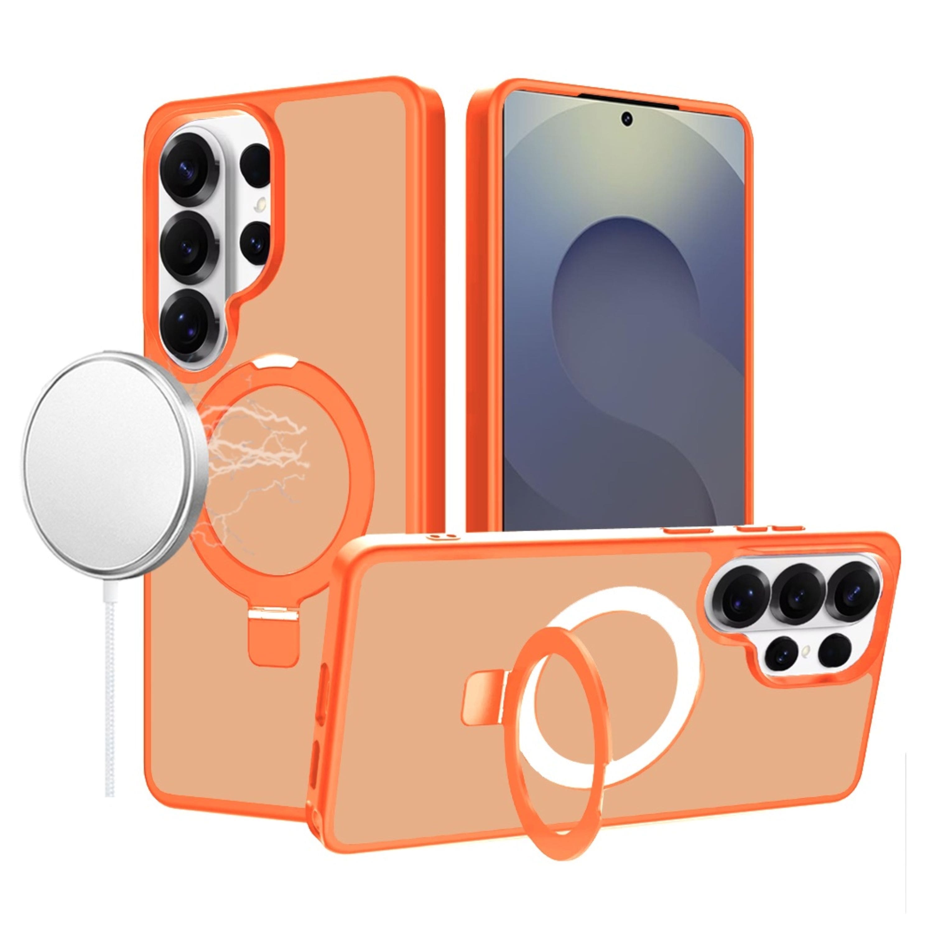 Kitcheniva - Rugged Cover Metal Circle Ring Stand Phone Case With Tempered Glass For Samsung Galaxy S26 Ultra - Cosmic Orange price history on PriceWatchPro