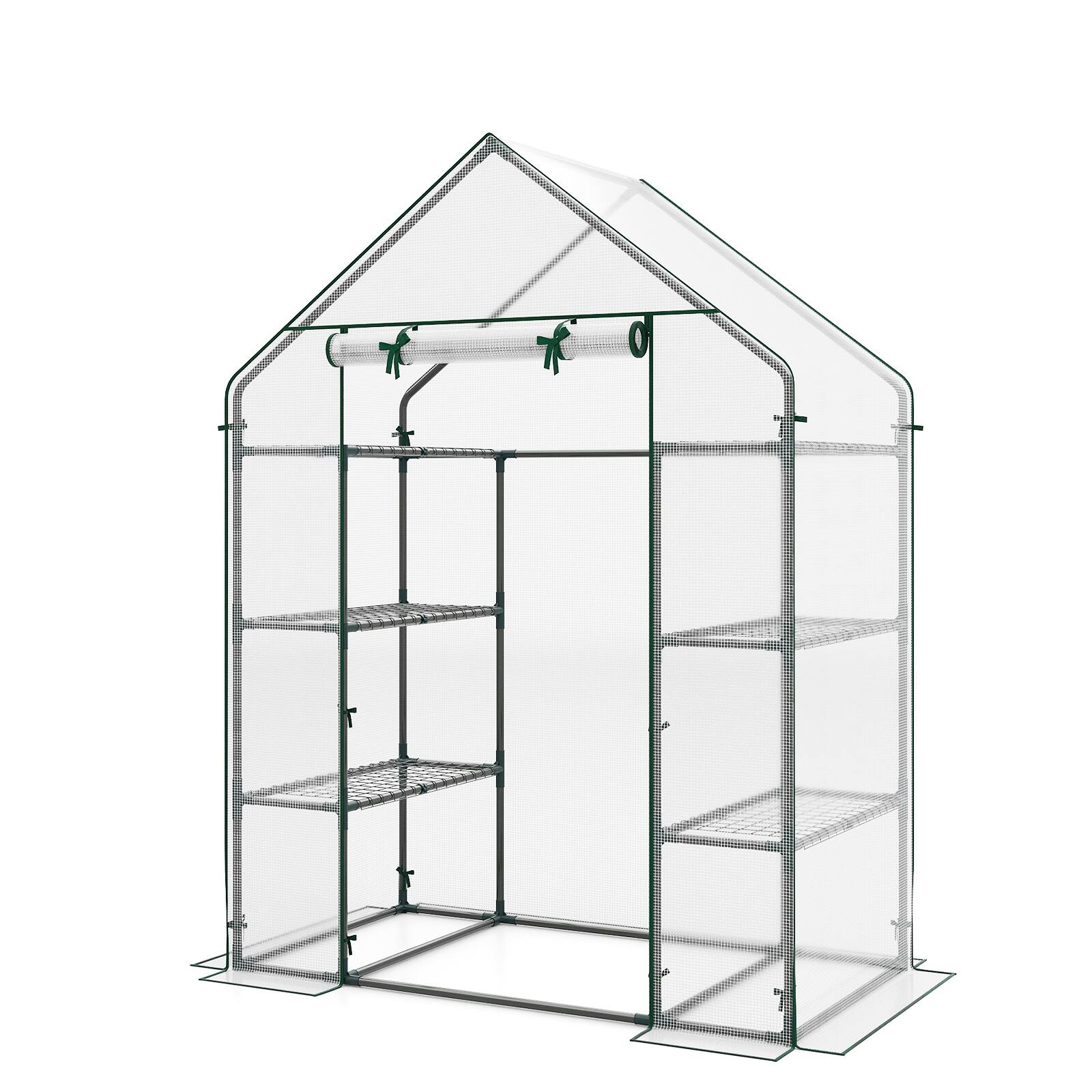 Alt View 8. Costway - Costway New Portable Mini 8 Shelves Walk In Greenhouse Outdoor 4 Tier Green House - White.