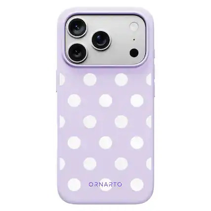 Front. Ornarto - ORNARTO Designed for iPhone 17 Pro Case, Liquid Silicone Soft Gel Shockproof Protective Case-Purple Polka - Purple Polka Dot.