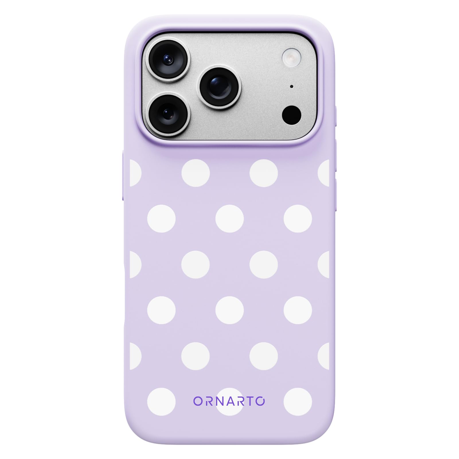 Front. Ornarto - ORNARTO Designed for iPhone 17 Pro Case, Liquid Silicone Soft Gel Shockproof Protective Case-Purple Polka - Purple Polka Dot.