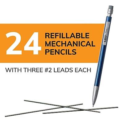 24 Refillable Mechanical Pencils with Three #2 Leads Each