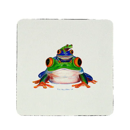 Front. Betsy Drake - Betsy Drake Stacked Frogs Coaster Set of 4 - Multicolored.