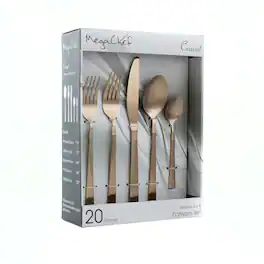 MegaChef - Cravat 20 Piece Flatware Utensil Set, Stainless Steel Silverware Metal Service for 4 in Matte - Rose