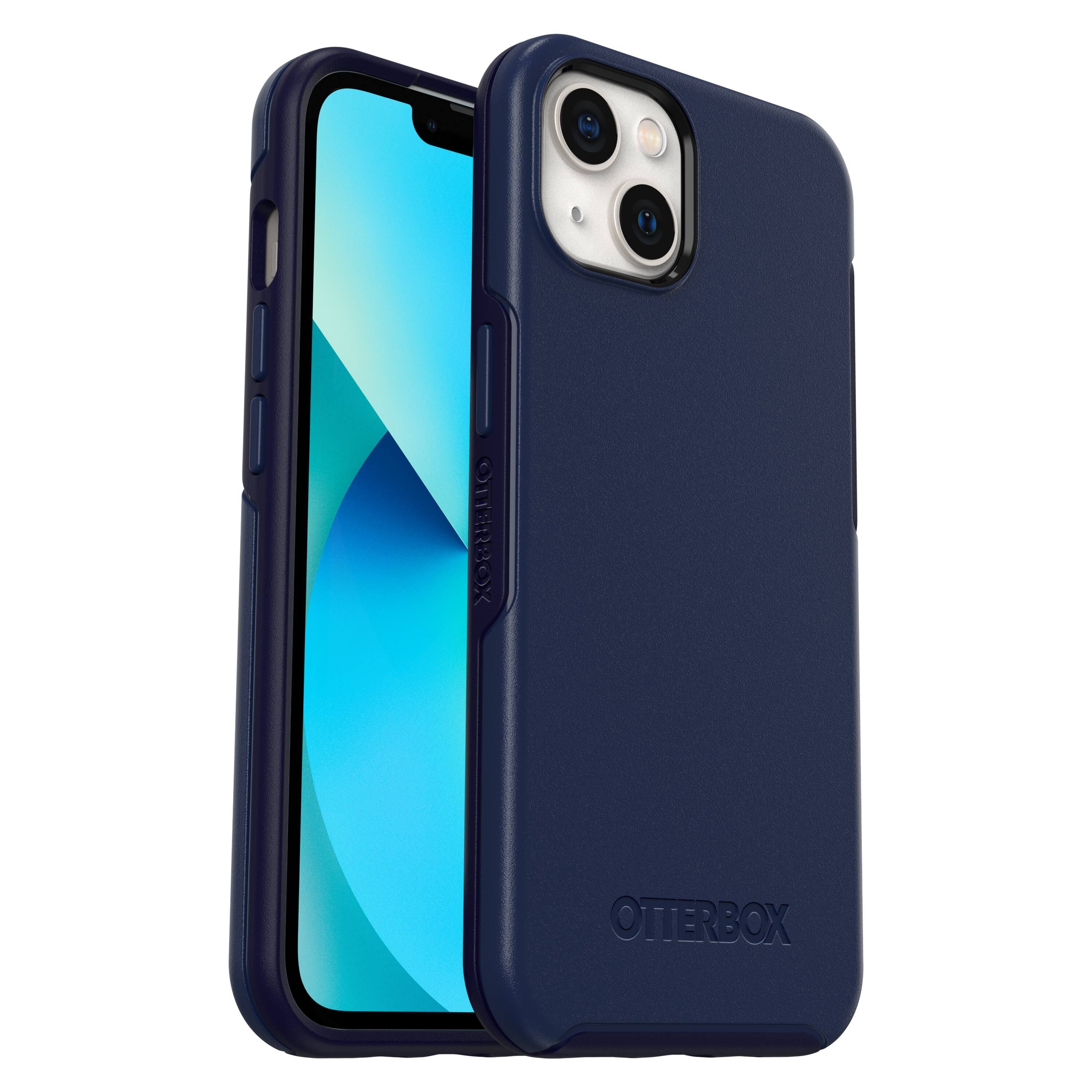 Front. OtterBox - Symmetry Plus Antimicrobial MagSafe Case for Apple iPhone 13 - Navy Captain.