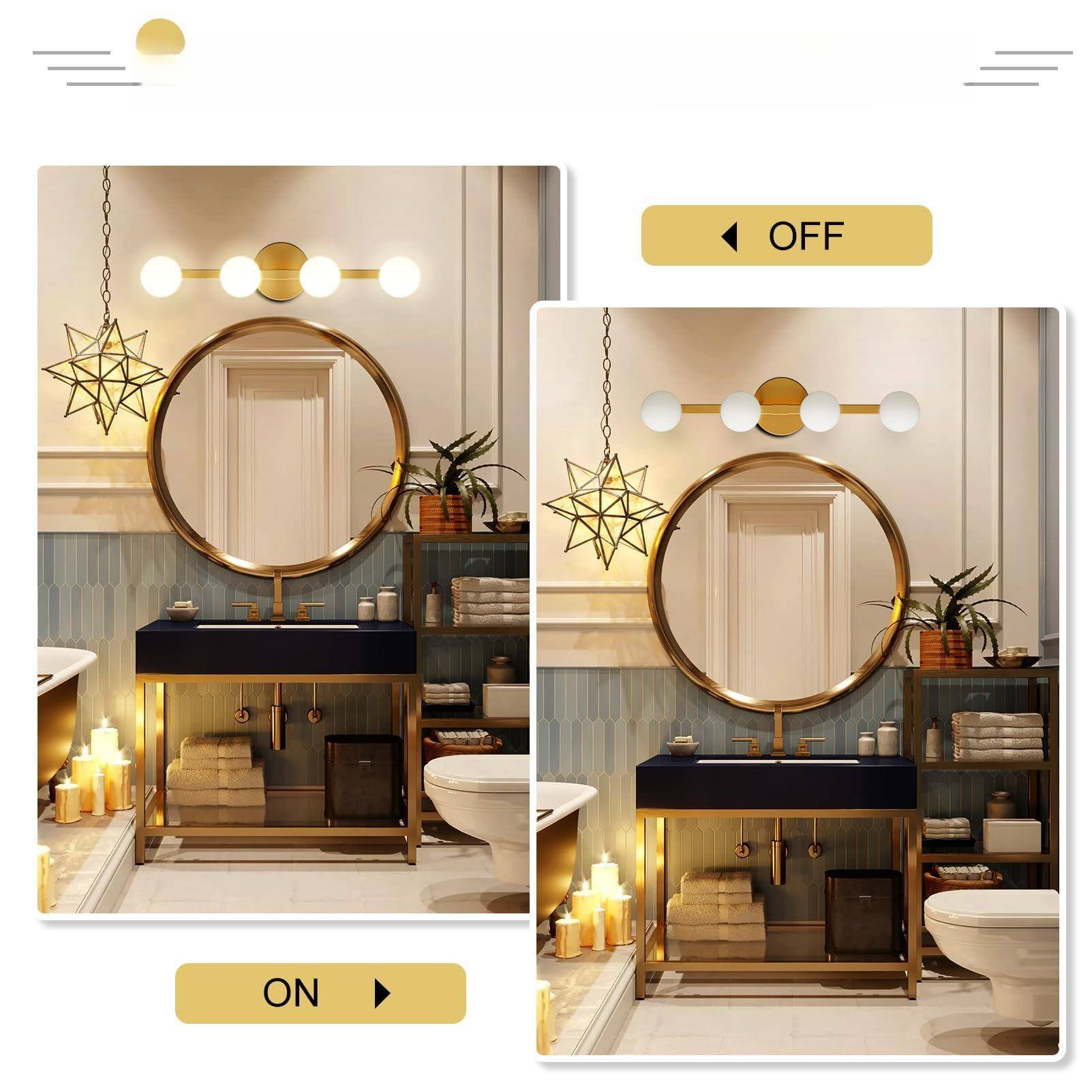 Back. Comfort Essence - Light Bathroom Vanity Modern Lights With Globe Water shatterproof Pc Lampshade Rust proof Fixtures Over Mir - 4L-Globe White.