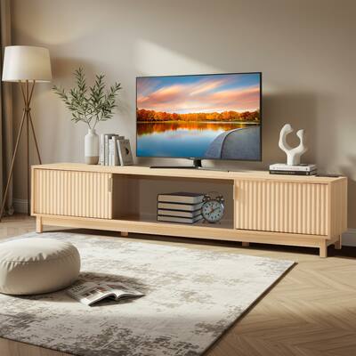 U HOMY Mid Century Modern TV Stand for 58/70 Inch TVs, Fluted Door U HOMY Mid Century Modern TV Stand for 58/70 Inch TVs, Fluted Door