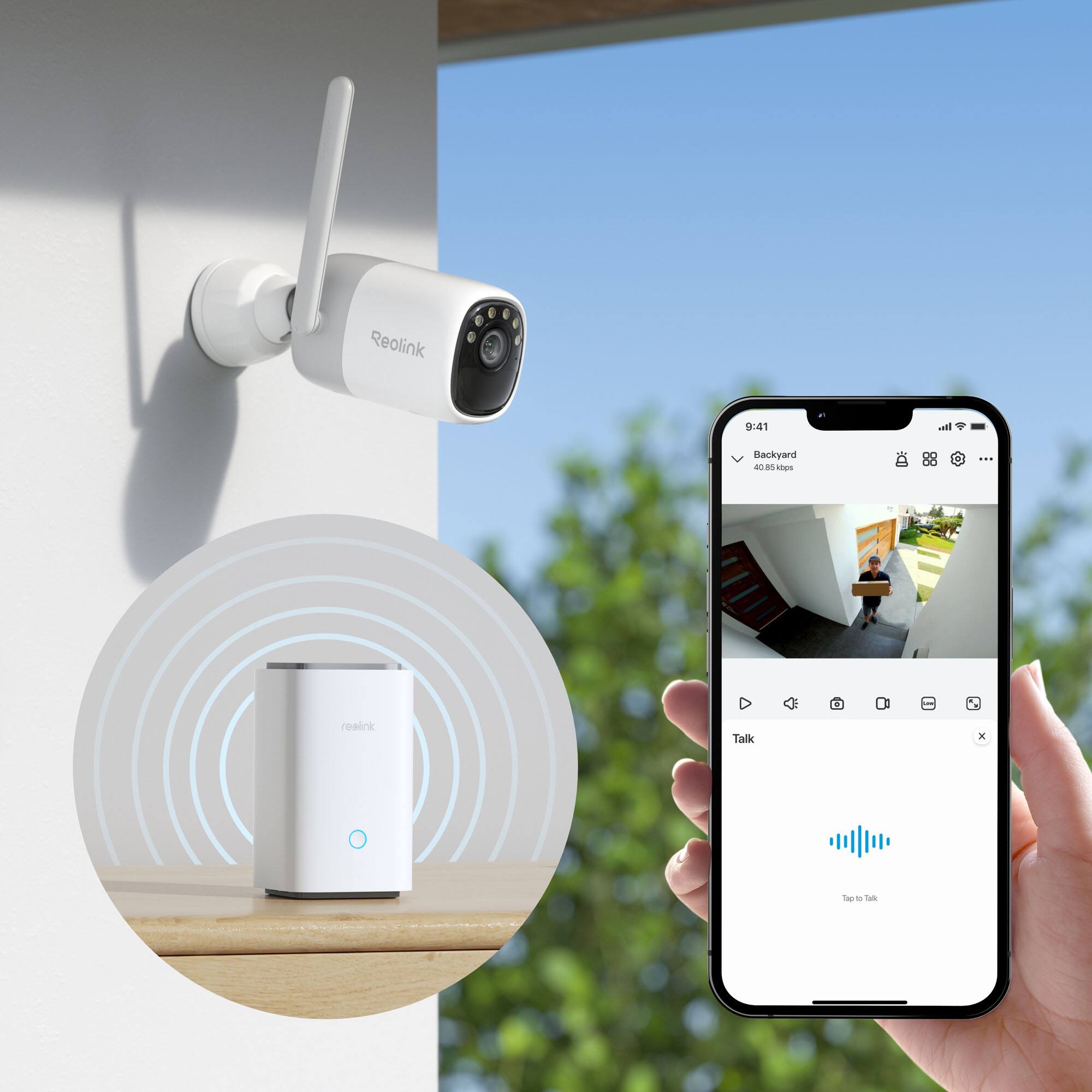 Reolink E e 9:41 Backyard 40.85 kbps - Reolink Talk.