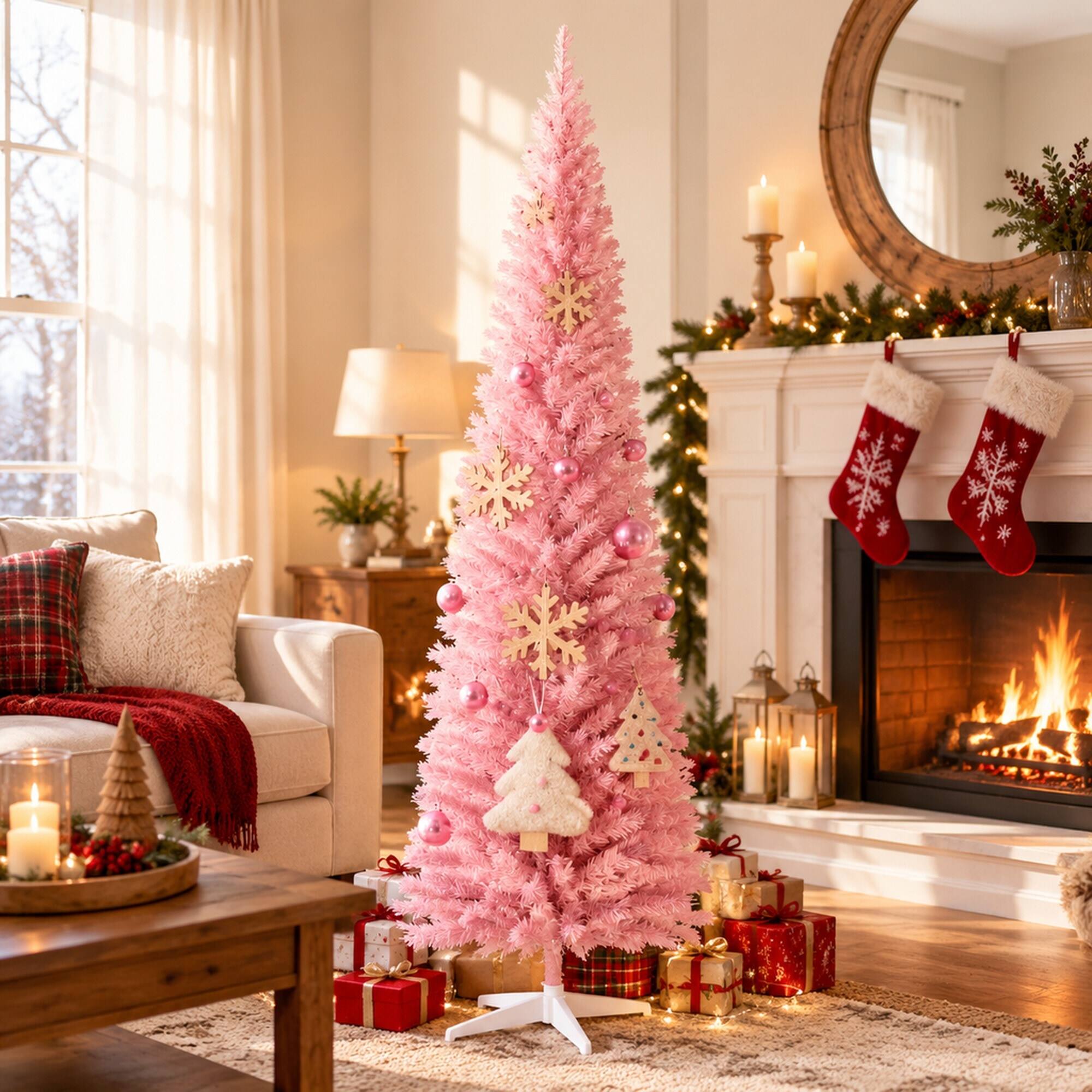 RYHNUYNE Slim Artificial Pencil Christmas Tree With Realistic Branch ...