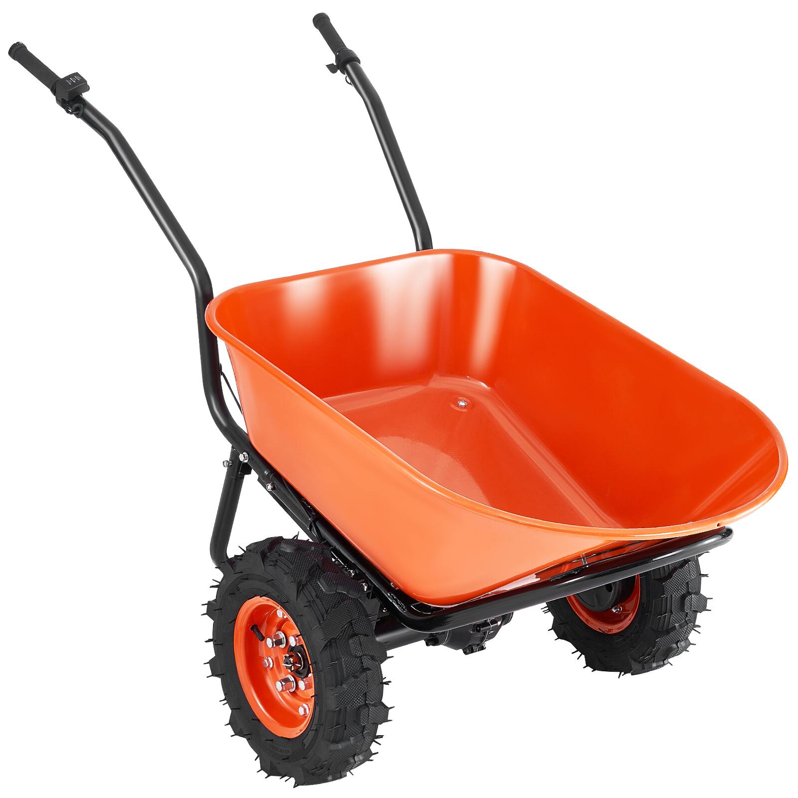 Alt View 5. VEVOR - Electric Wheelbarrow Cart, 500W Powered Utility Garden Wagon Dump Cart, 7 Cu. Ft. Load & 573 lbs Capacity - Orange + Black.